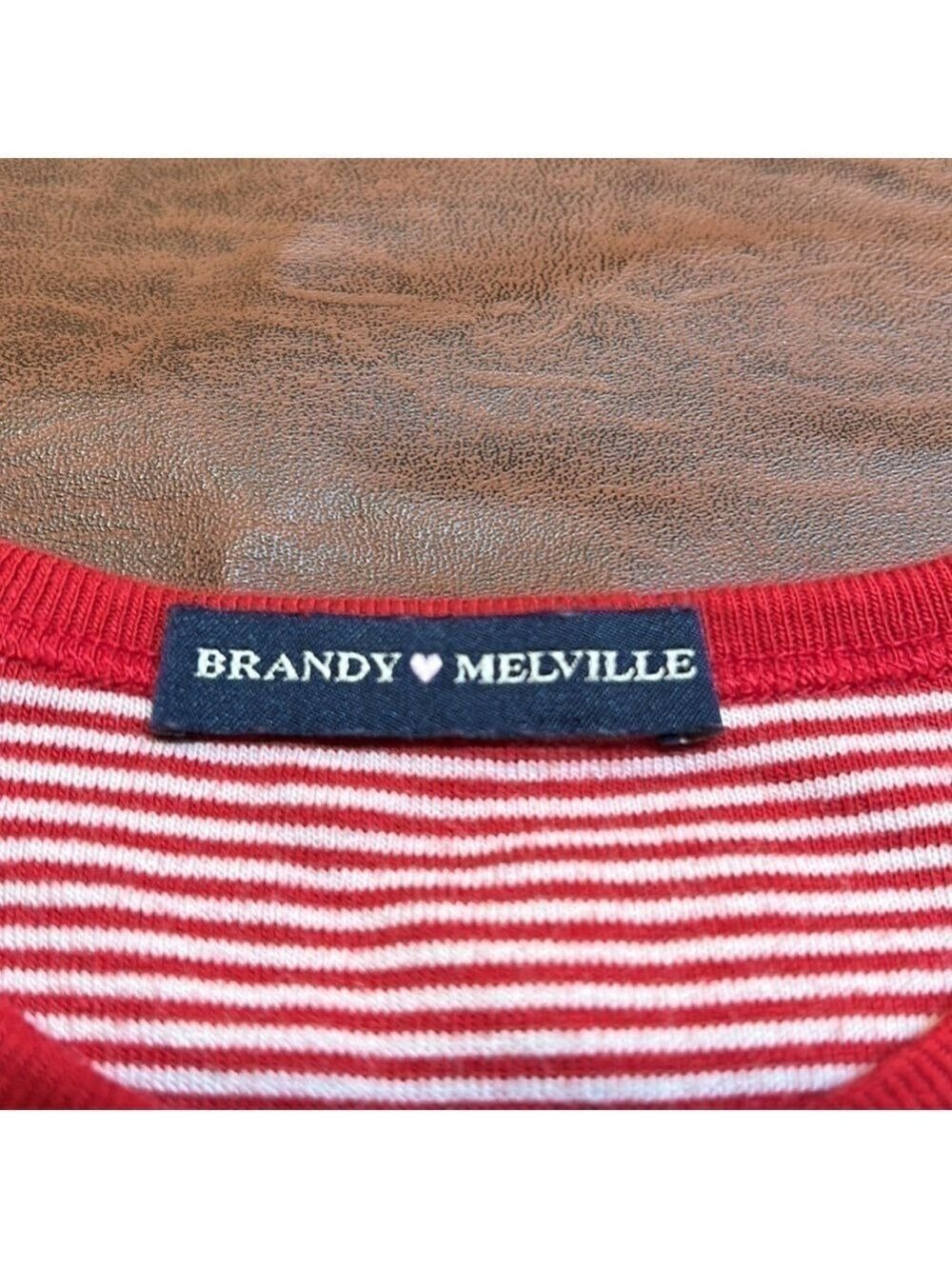 BRANDY MELVILLE Vintage Red & White Striped Tee Size S - Picture 6 of 7